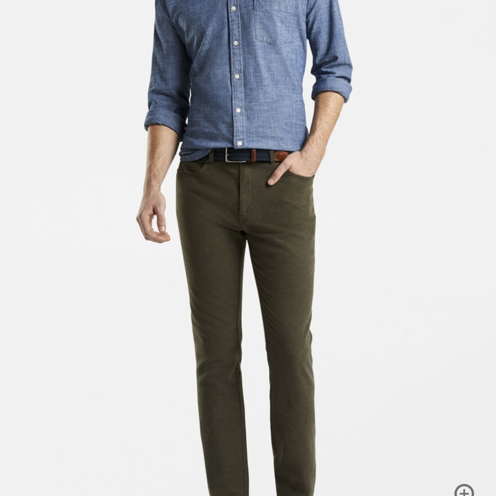 NWT Peter Millar Men's 5 Pocket Flannel Pants in Loden size 32x34
